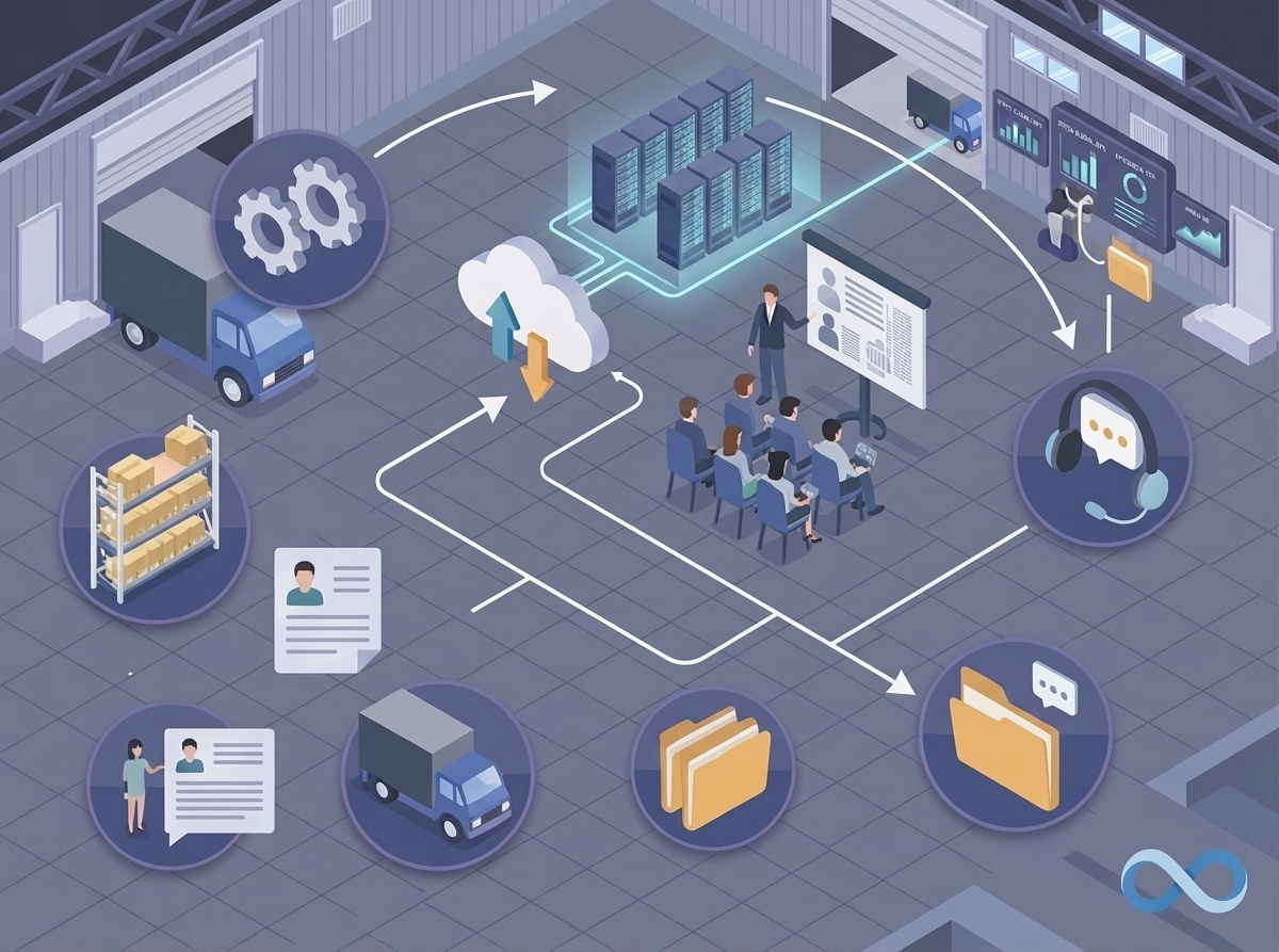 Equipo implementando y capacitando sobre una operación courier conectada